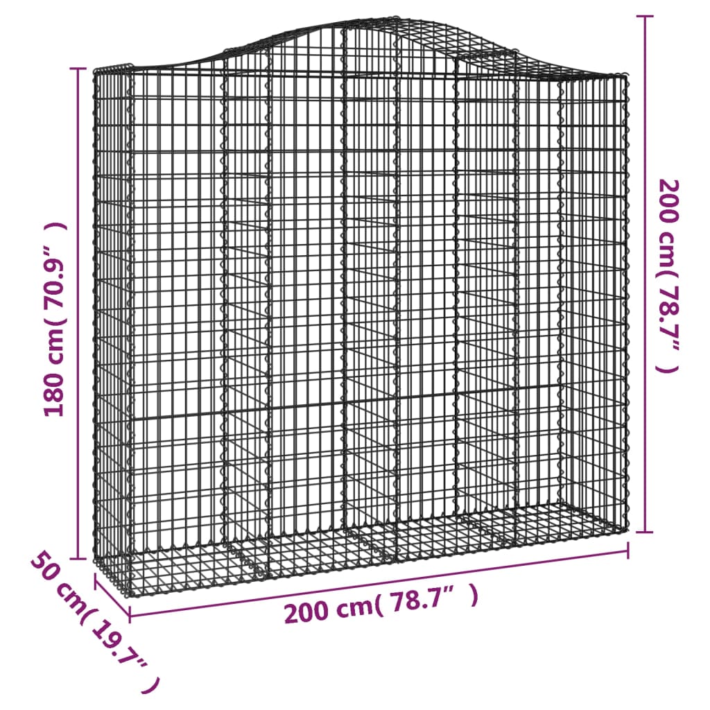 vidaXL Kaarevat kivikorit 25 kpl 200x50x180/200 cm galvanoitu rauta