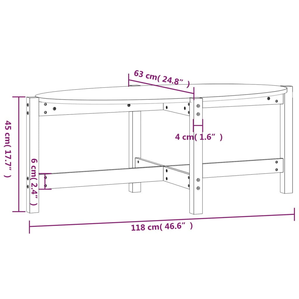 vidaXL Sohvapöytä hunajanruskea 118x63x45 cm täysi mänty