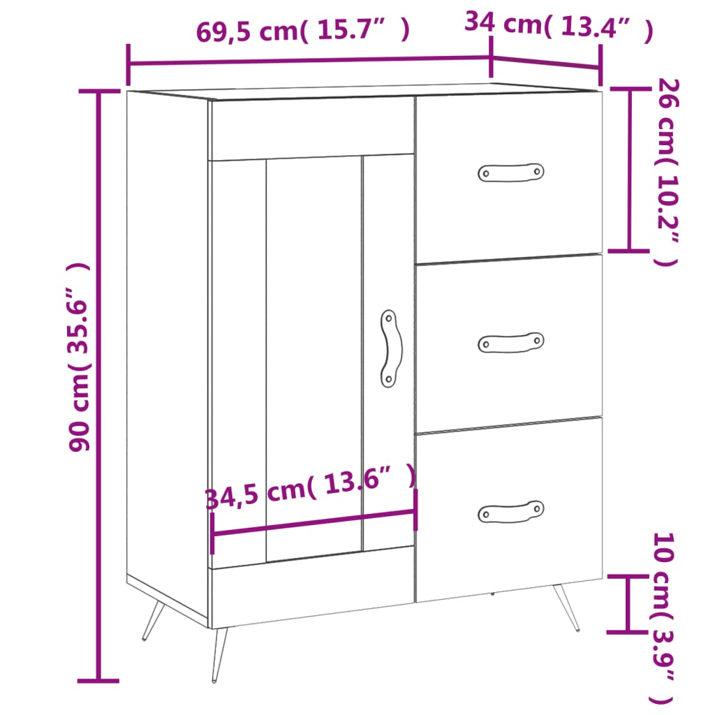 vidaXL Senkki savutammi 69,5x34x90 cm tekninen puu