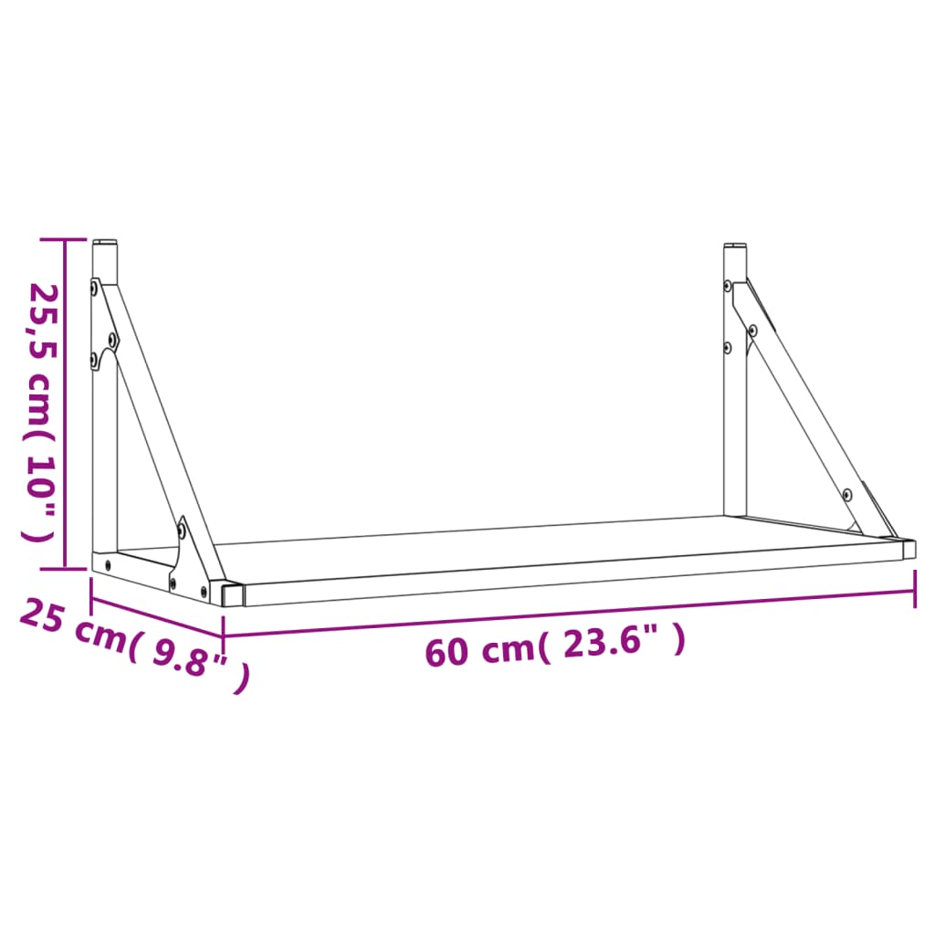 vidaXL Seinähyllyt 2 kpl Sonoma-tammi 60x25x25,5 cm tekninen puu