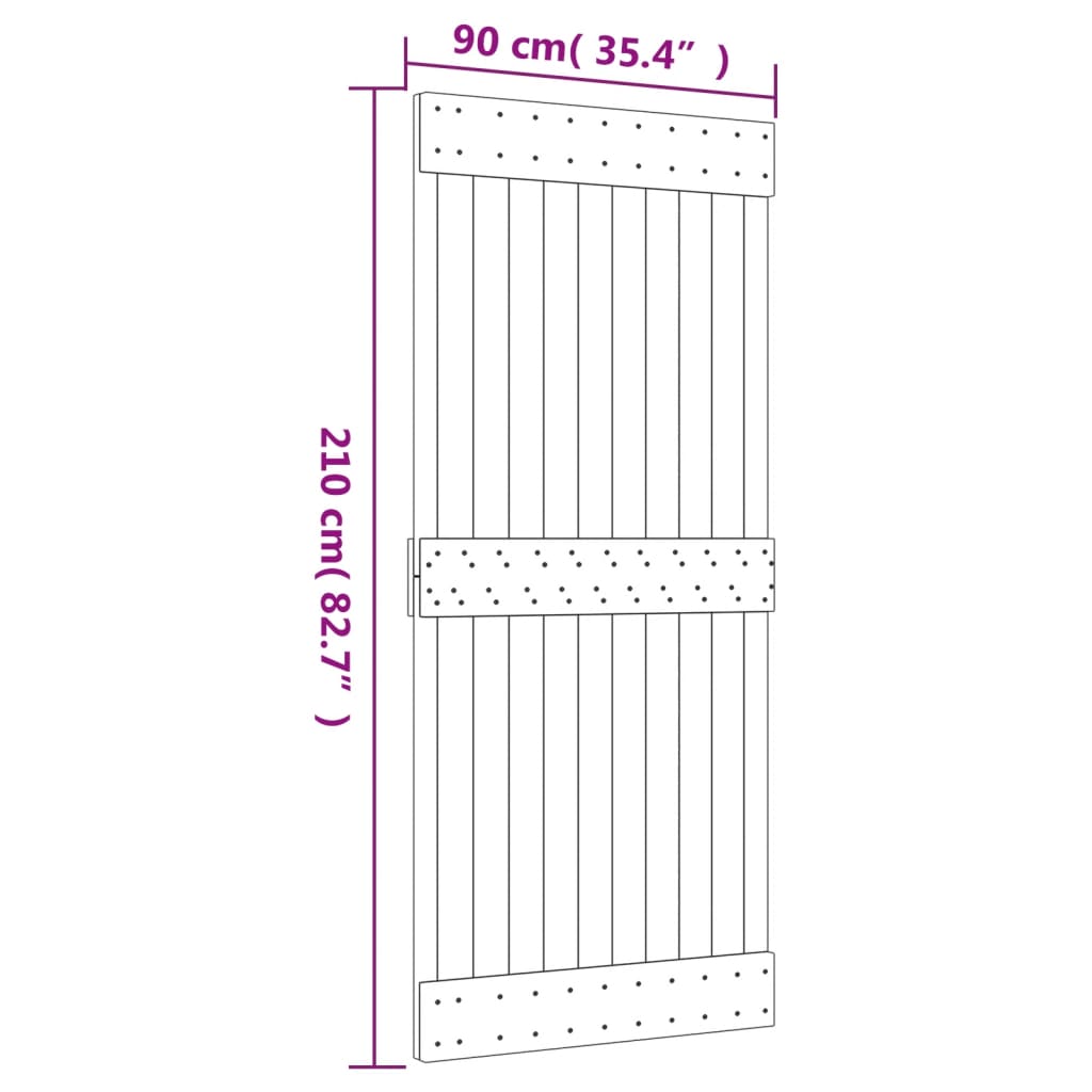 vidaXL Liukuovi asennustarvikkeineen 90x210 cm täysi mänty