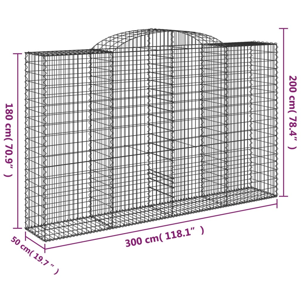 vidaXL Kaarevat kivikorit 13 kpl 300x50x180/200 cm galvanoitu rauta