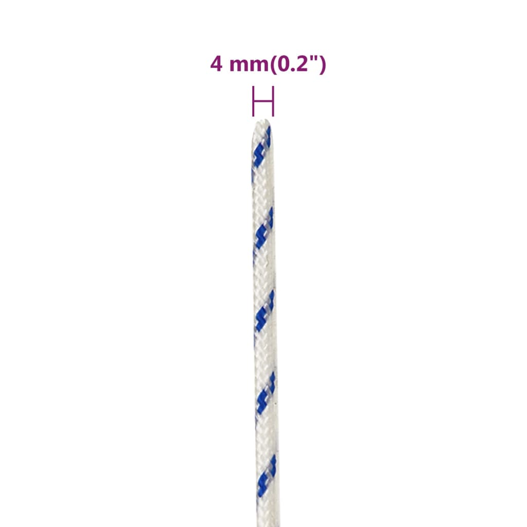 vidaXL Veneköysi valkoinen 4 mm 500 m polypropeeni