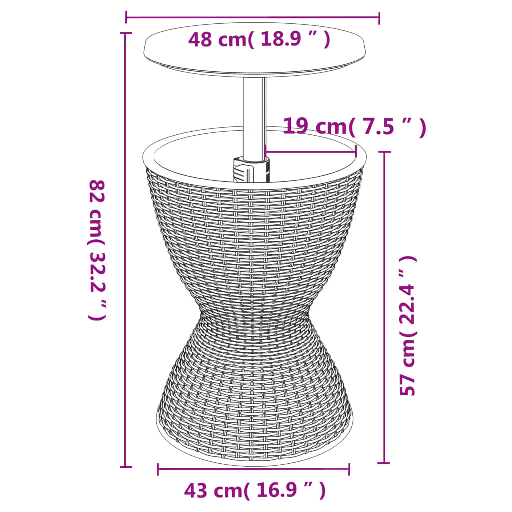 vidaXL 3-in-1 Kylmäpöytä musta polypropeeni