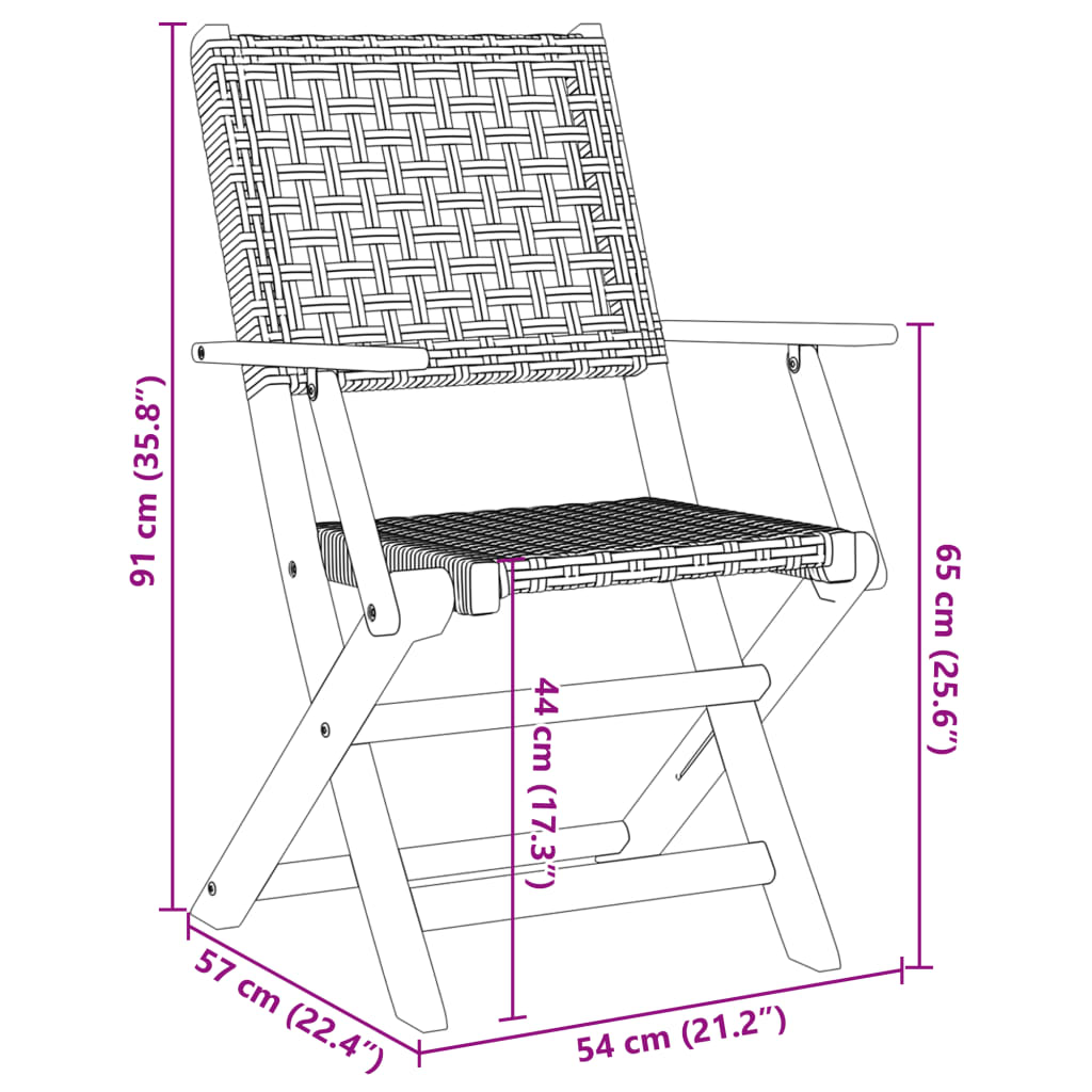 vidaXL Taitettavat puutarhatuolit 4 kpl beige polyrottinki / täysi puu