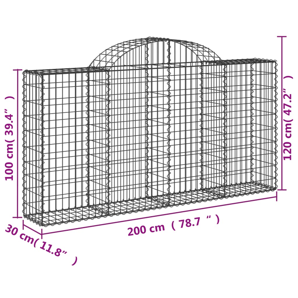 vidaXL Kaarevat kivikorit 40 kpl 200x30x100/120 cm galvanoitu rauta