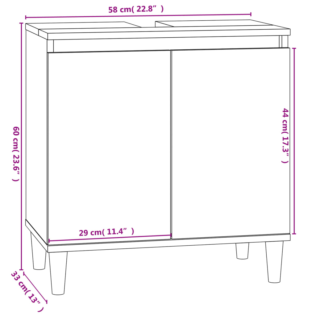 vidaXL Pesuallaskaappi musta 58x33x60 cm tekninen puu