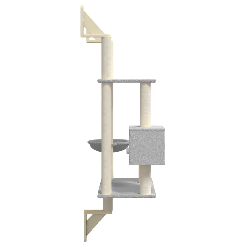 vidaXL Kissan raapimispuu seinälle vaaleanharmaa 153 cm