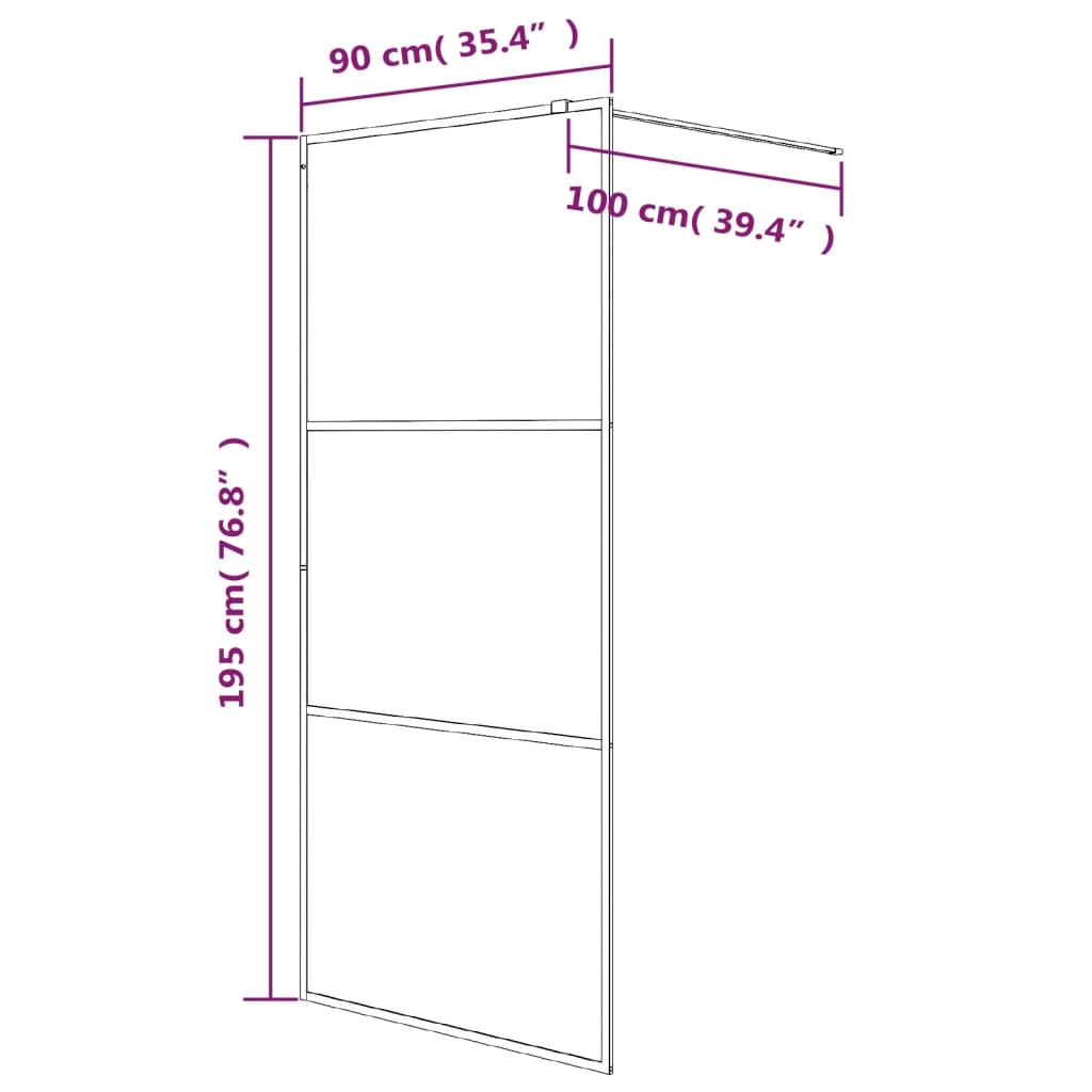 vidaXL Walk-in suihkuseinäke musta 90x195 cm kirkas ESG-lasi