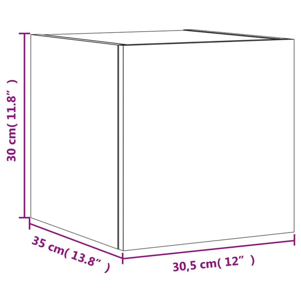 vidaXL TV-seinäkaappi LED-valoilla musta 30,5x35x30 cm