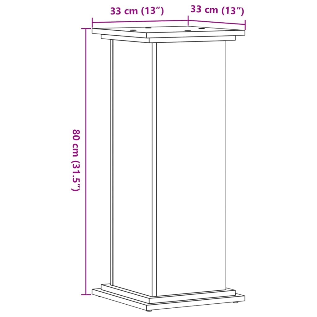 vidaXL Kasviteline musta 33x33x80 cm tekninen puu