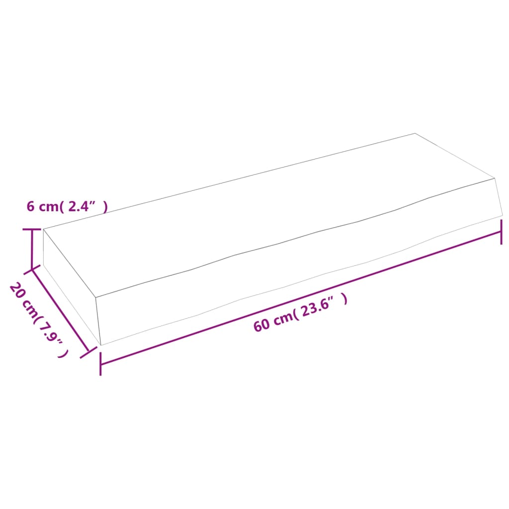 vidaXL Seinähylly tummanruskea 60x20x6 cm käsitelty täystammi