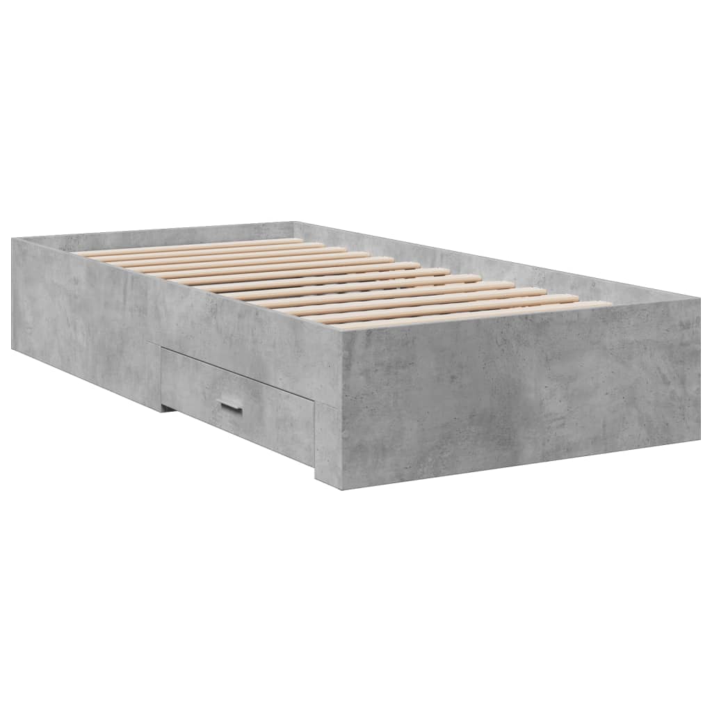vidaXL Sängynrunko laatikoilla betoninharmaa 180x200 cm tekninen puu