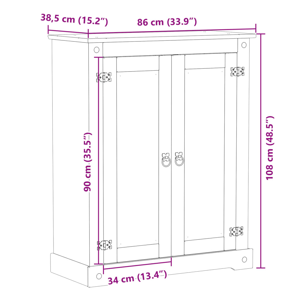 vidaXL Kenkäkaappi Corona 86x38,5x108 cm täysi mänty