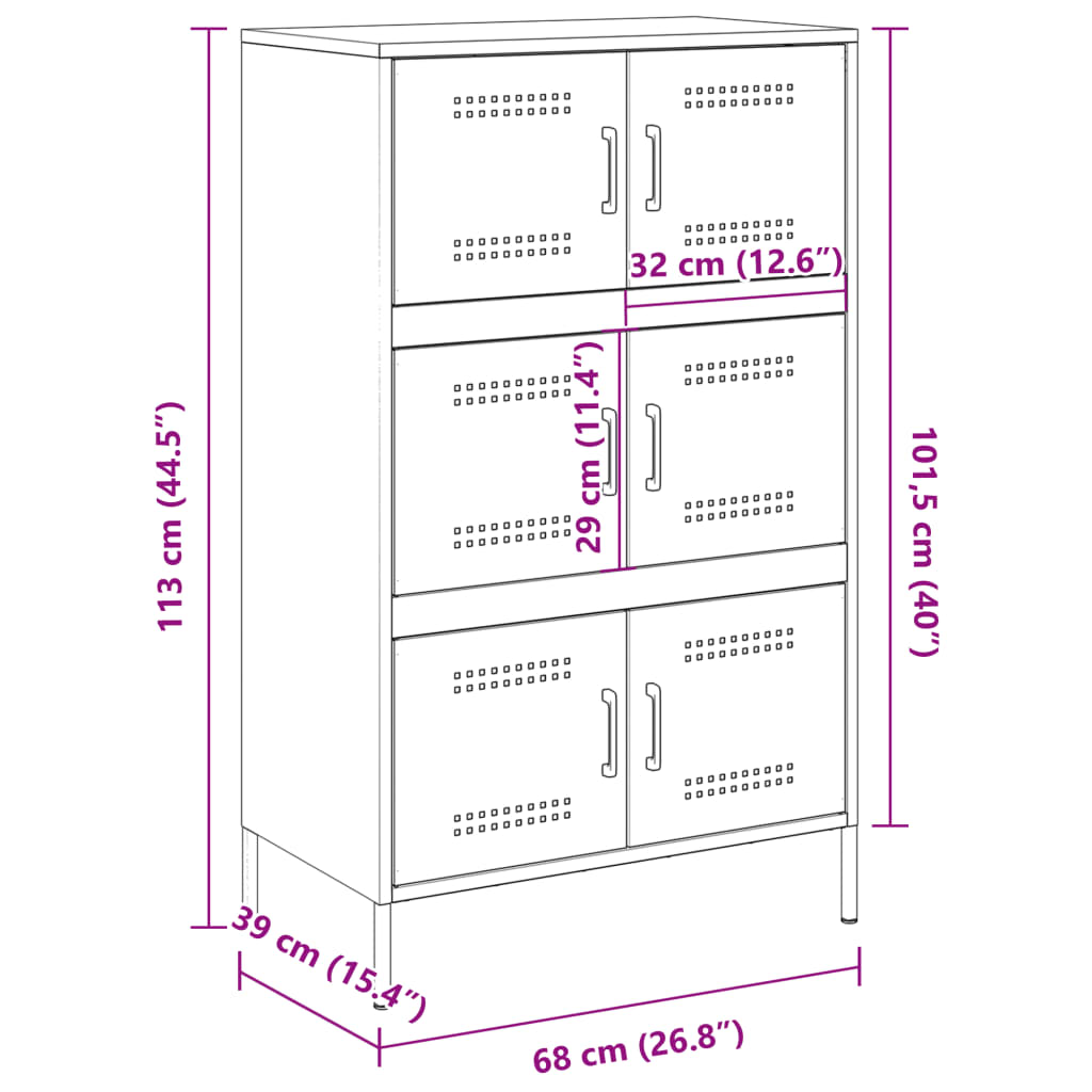 vidaXL Kaappi musta 68x39x113 cm teräs