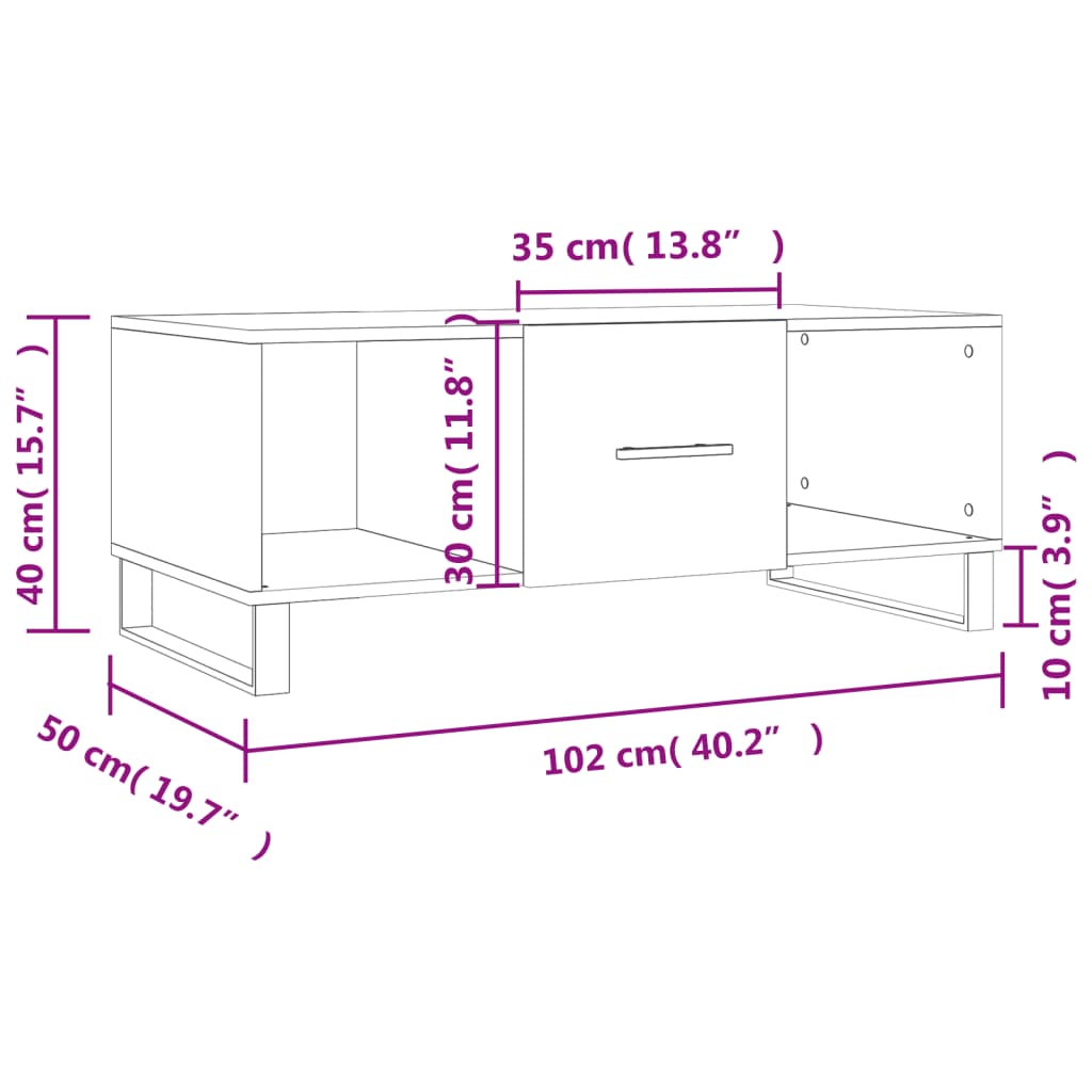 vidaXL Sohvapöytä betoninharmaa 102x50x40 cm tekninen puu