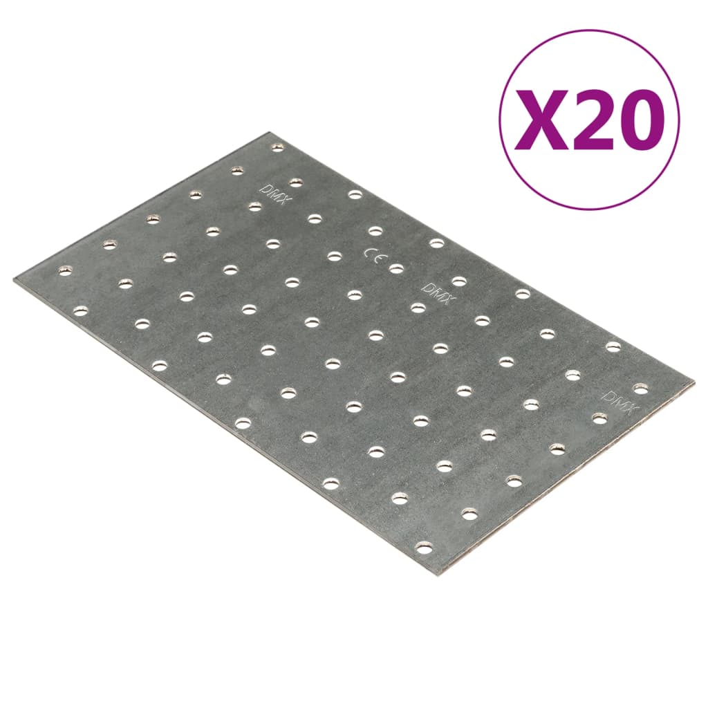 vidaXL Reikälevyt 20 kpl 2 mm 200x120 mm galvanoitu teräs