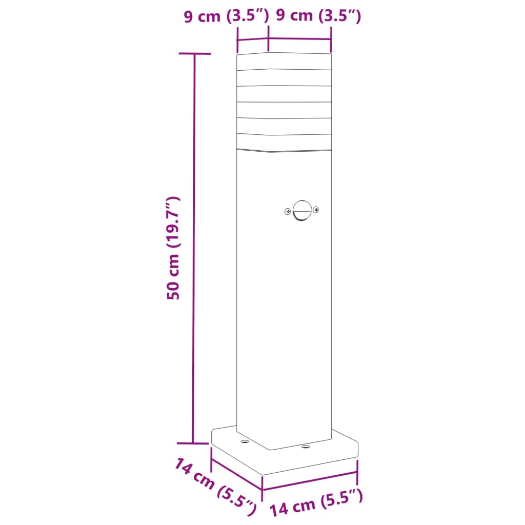 vidaXL Pylväsvalaisin liiketunnistimella musta 50 cm alumiini