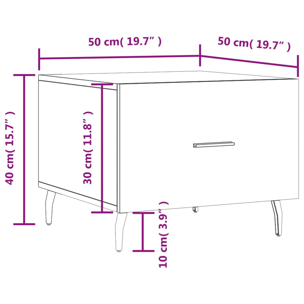 vidaXL Sohvapöydät 2 kpl harmaa Sonoma 50x50x40 cm tekninen puu