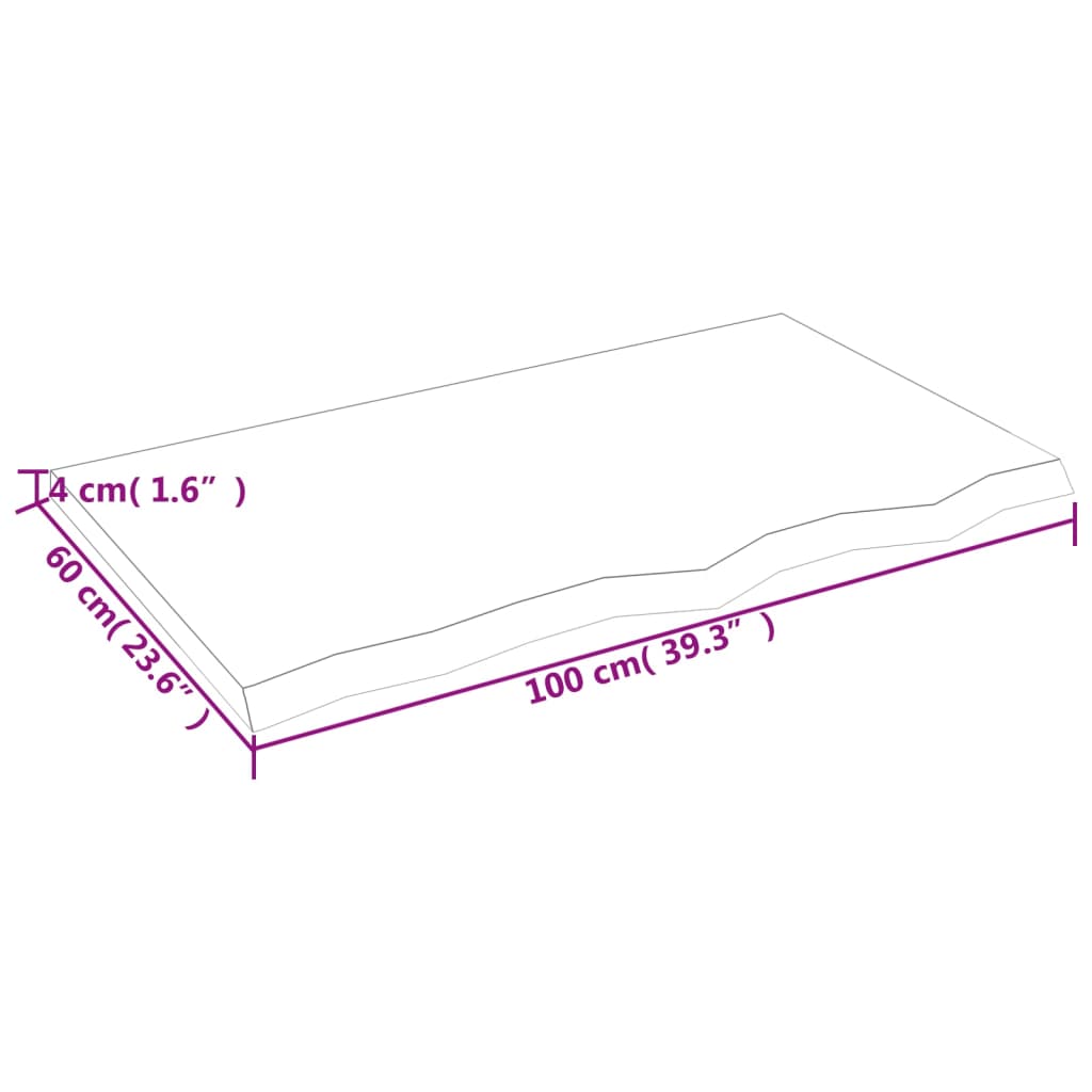 vidaXL Pöytälevy tummanruskea 100x60x(2-4) cm käsitelty täystammi