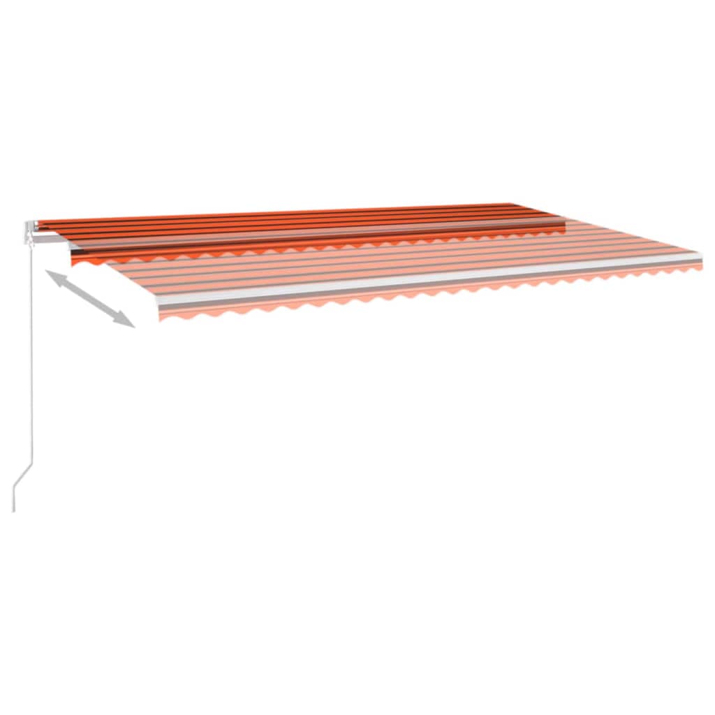 vidaXL Sisäänkelattava markiisi LED-valo 600x350 cm orans./rusk.