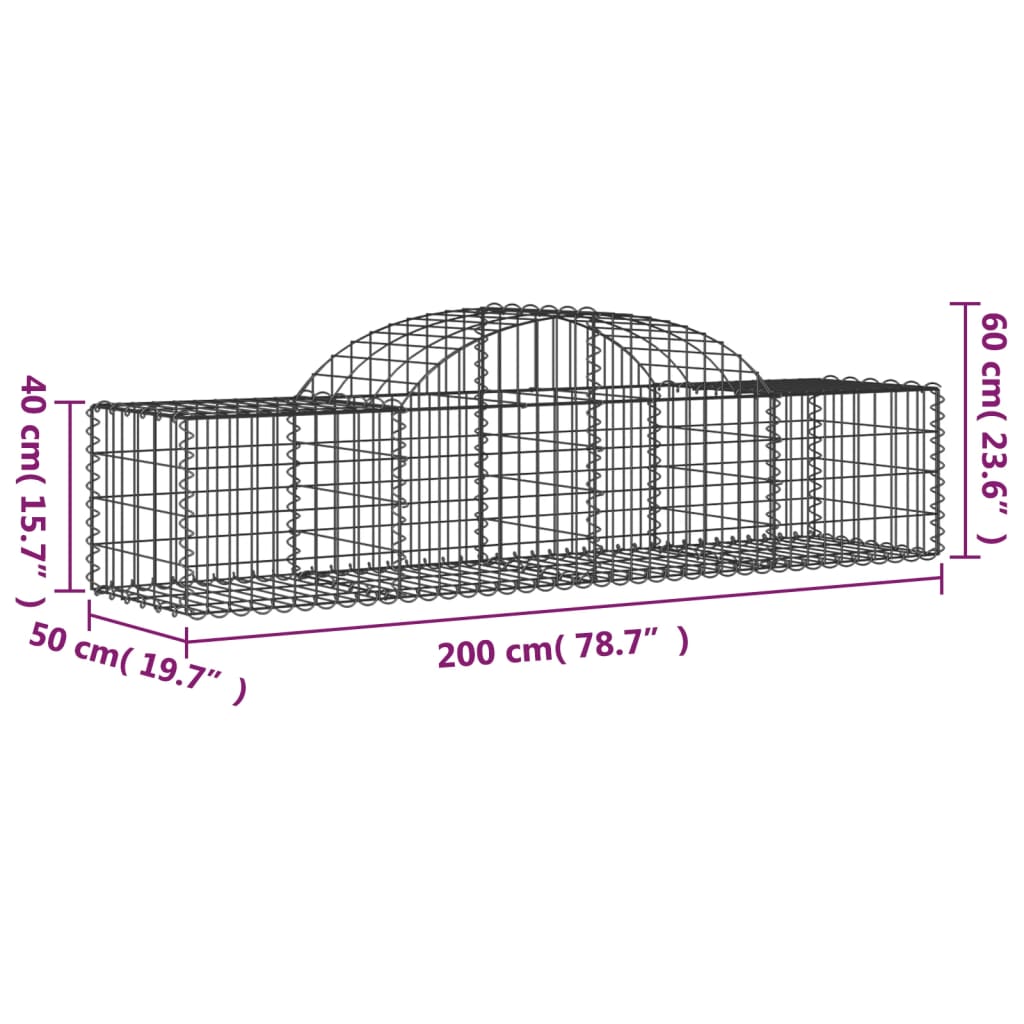 vidaXL Kaarevat kivikorit 5 kpl 200x50x40/60 cm galvanoitu rauta