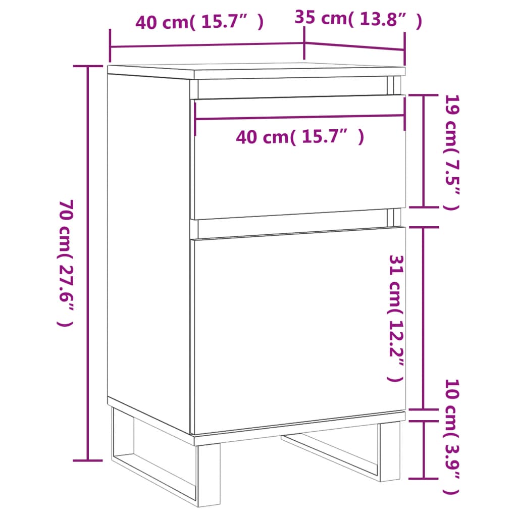 vidaXL Senkki harmaa Sonoma 40x35x70 cm tekninen puu