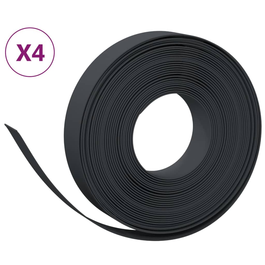 vidaXL Puutarhareunus 4 kpl musta 10 m 10 cm polyeteeni