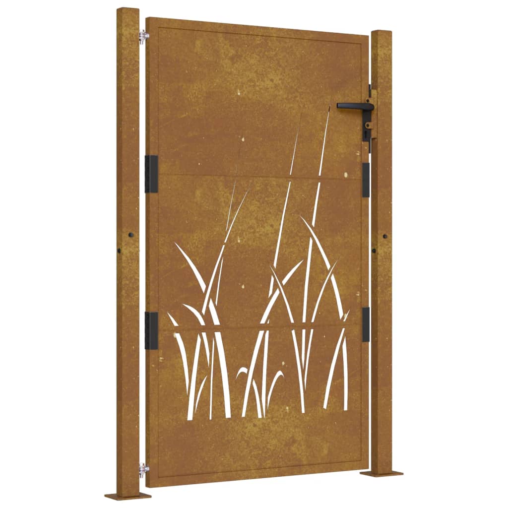 vidaXL Puutarhaportti 105x130 cm corten teräs ruohokuvio