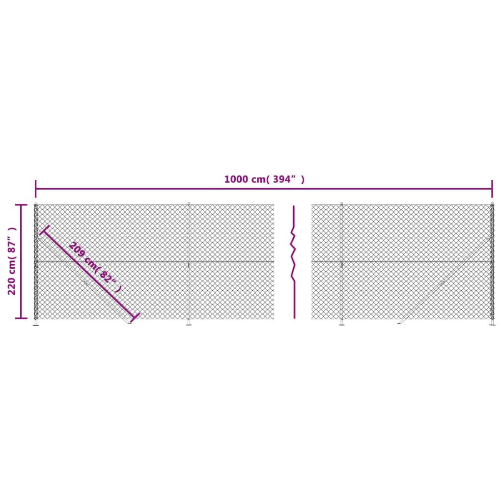 vidaXL Verkkoaita laipalla hopea 2,2x10 m