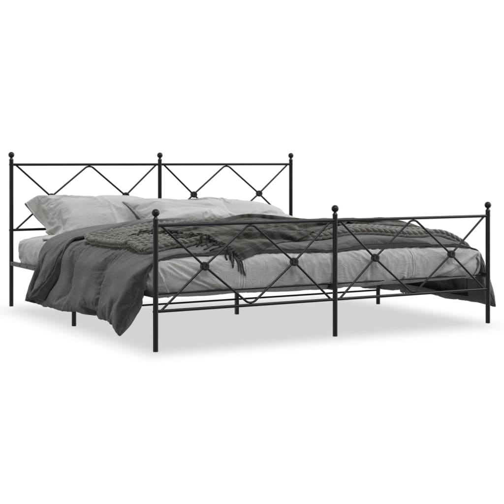 vidaXL Metallinen sängynrunko päädyillä musta 193x203 cm