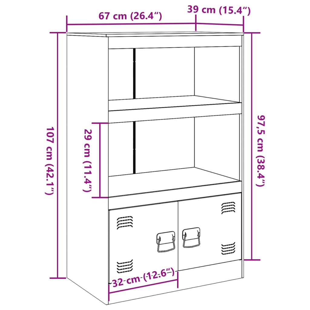 vidaXL Senkki antrasiitti 67x39x107 cm teräs