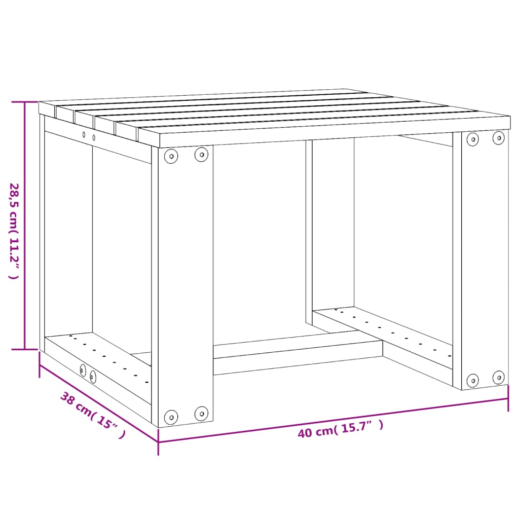 vidaXL Ulkosivupöytä musta 40x38x28,5 cm täysi mänty