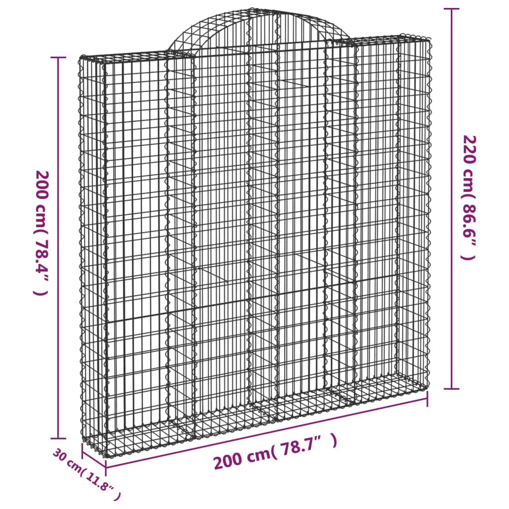 vidaXL Kaarevat kivikorit 5 kpl 200x30x200/220 cm galvanoitu rauta