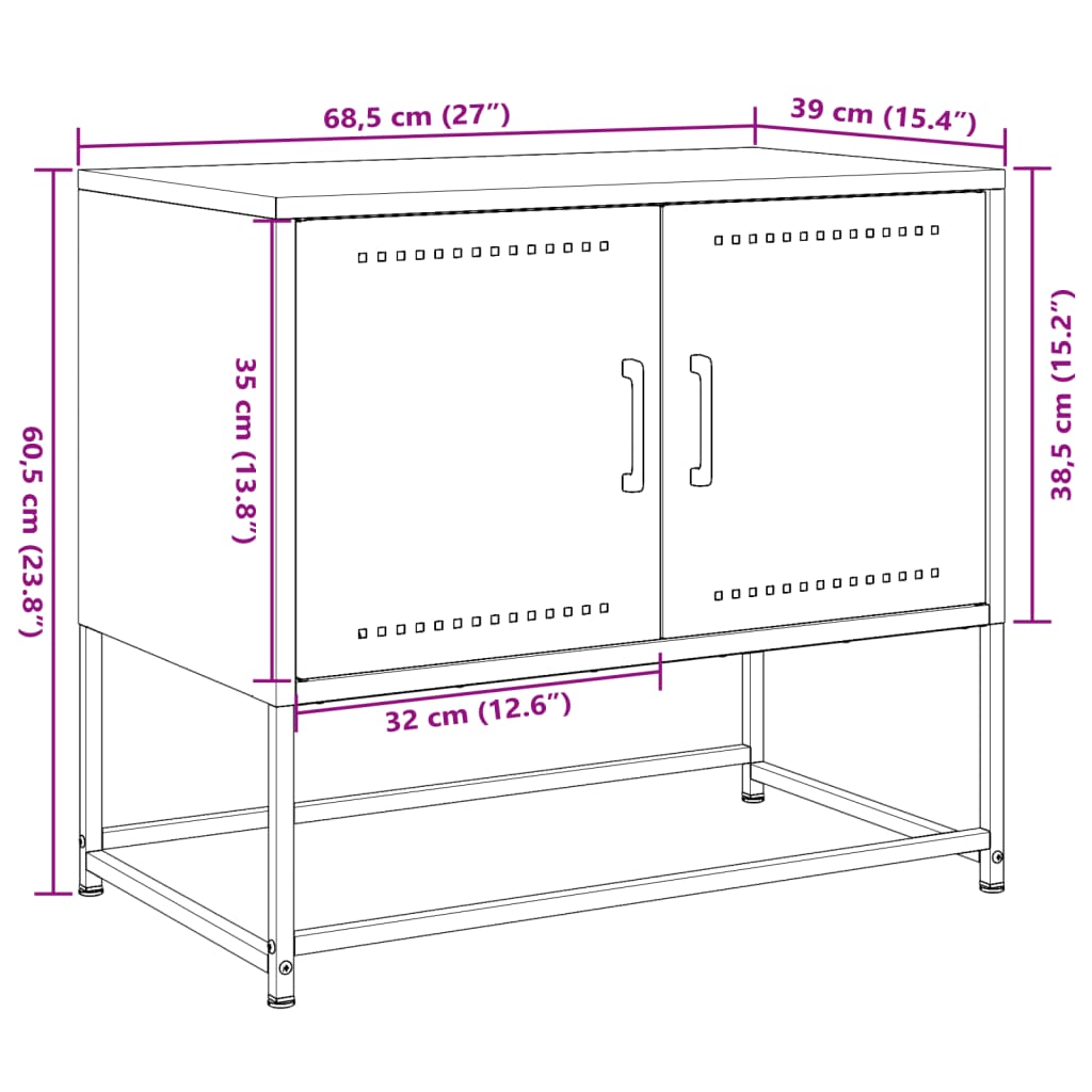 vidaXL TV-taso oliivinvihreä 68,5x39x60,5 cm teräs