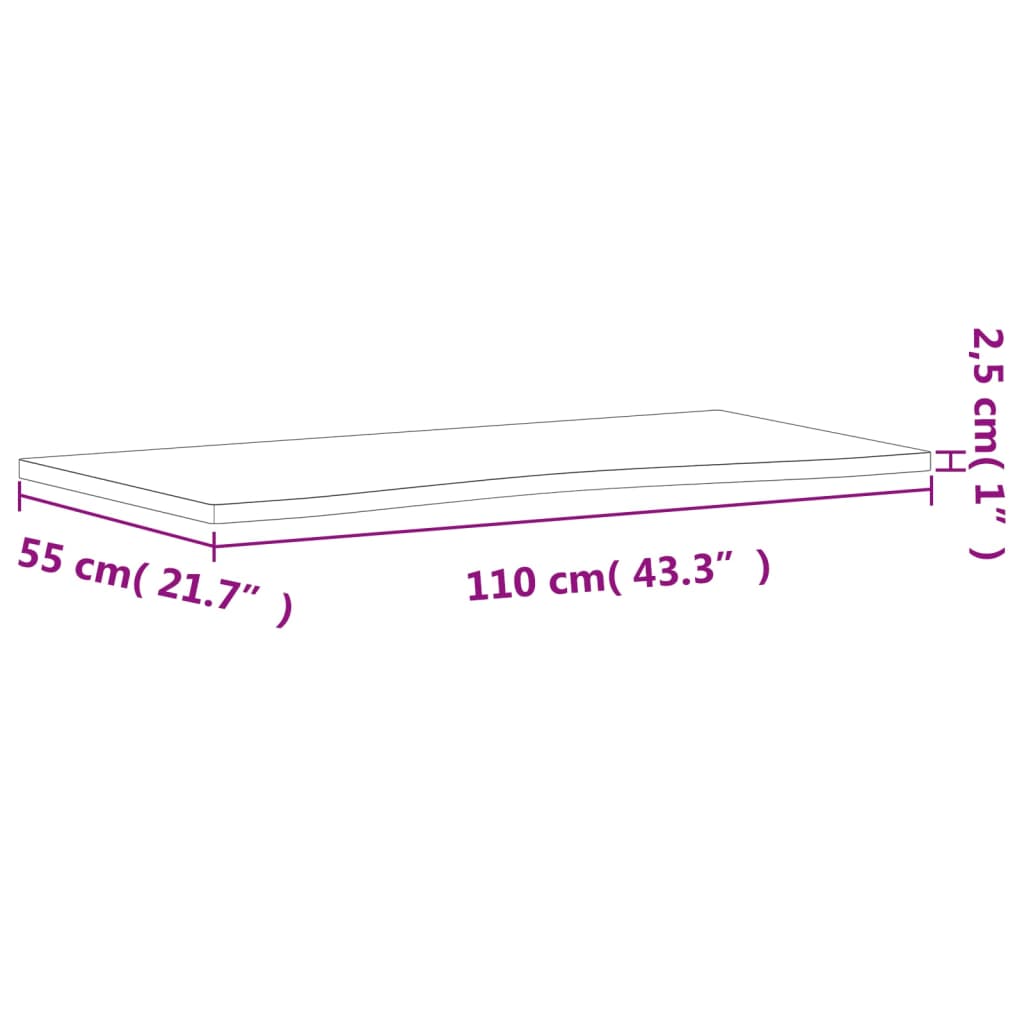 vidaXL Pöytälevy 110x(50-55)x2,5 cm täysi pyökki