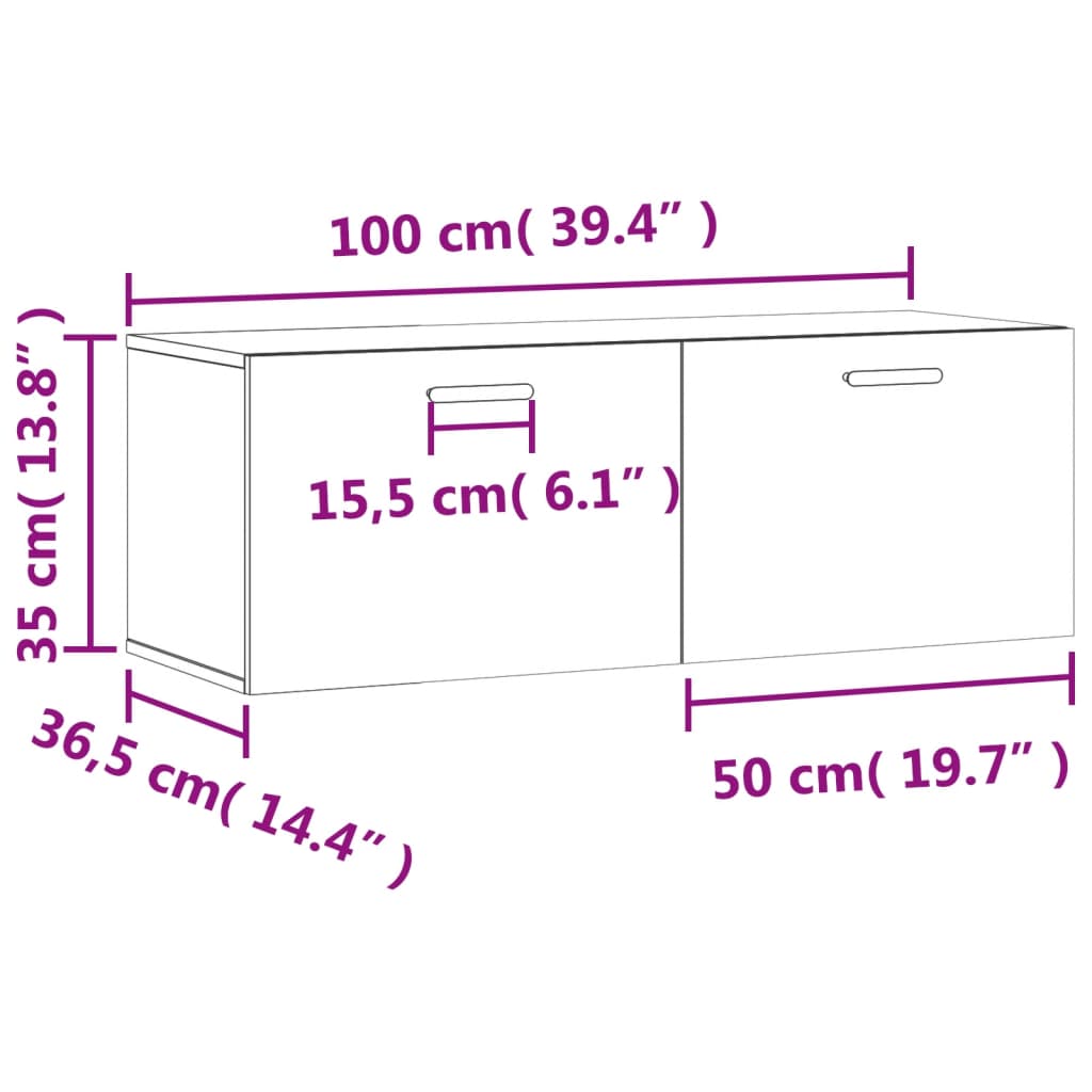 vidaXL Seinäkaappi ruskea tammi 100x36,5x35 cm tekninen puu