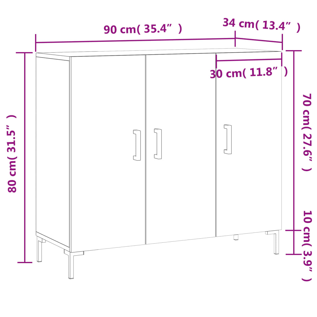 vidaXL Senkki savutammi 90x34x80 cm tekninen puu