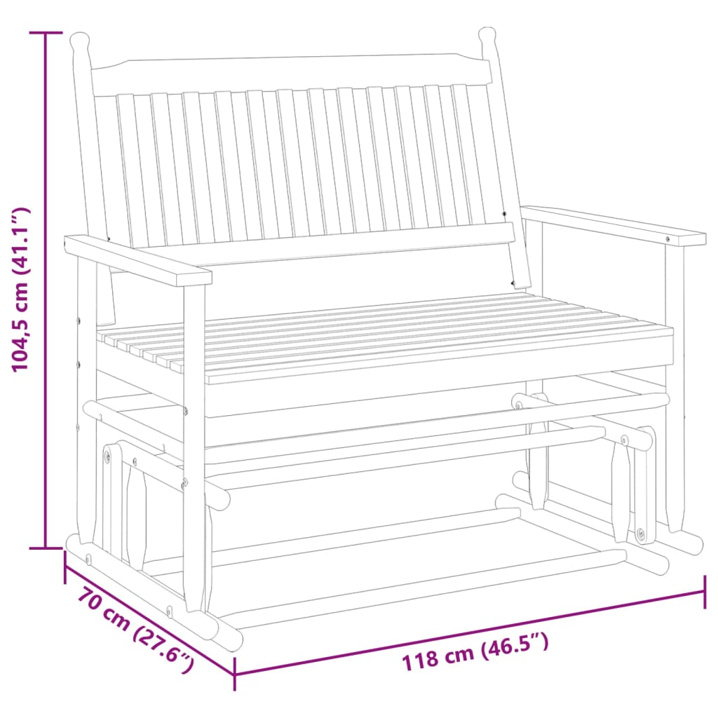 vidaXL Liukupenkki musta 118x70x104,5 cm täysi haapa