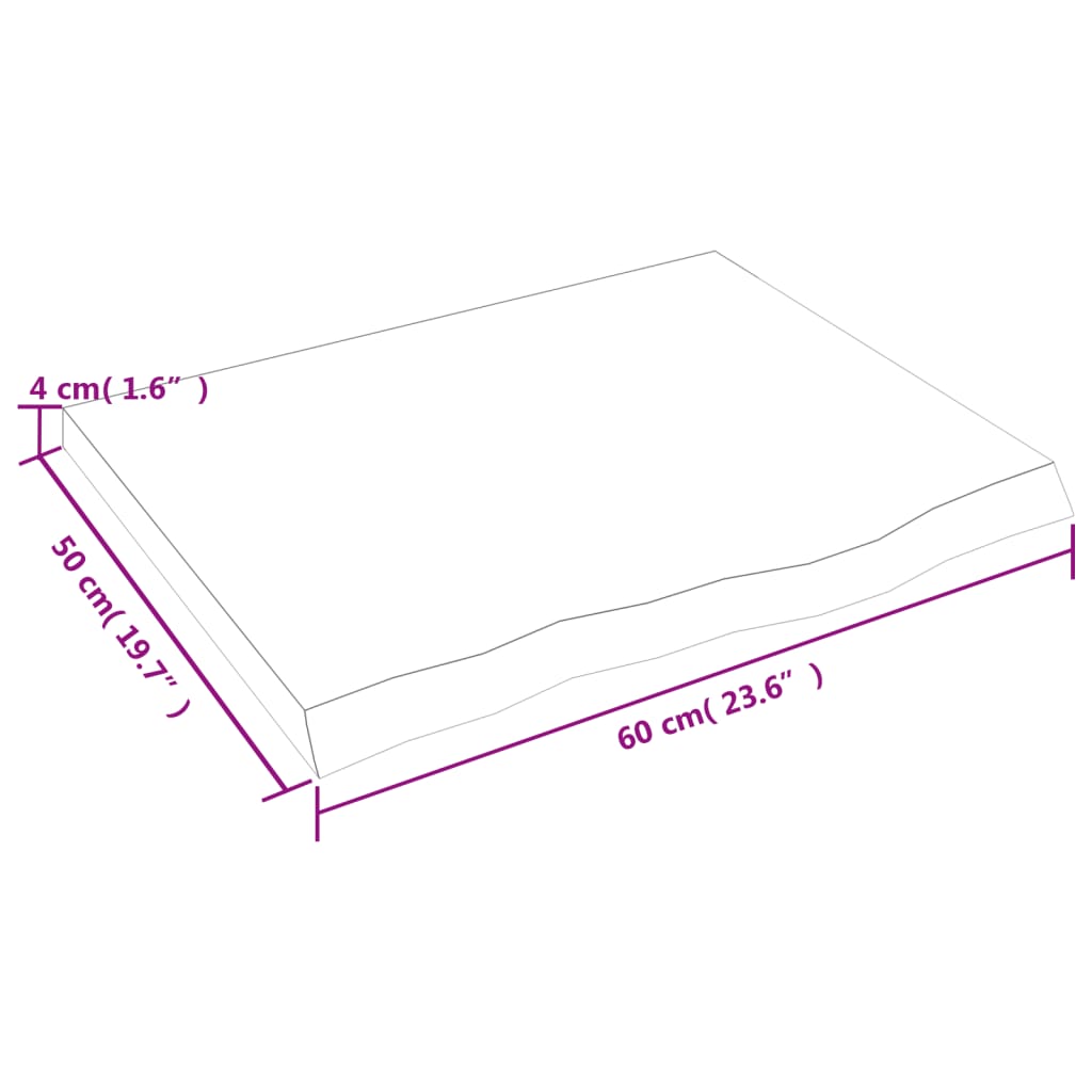 vidaXL Kylpyhuoneen työtaso t.ruskea 60x50x(2-4)cm käsitelty täyspuu