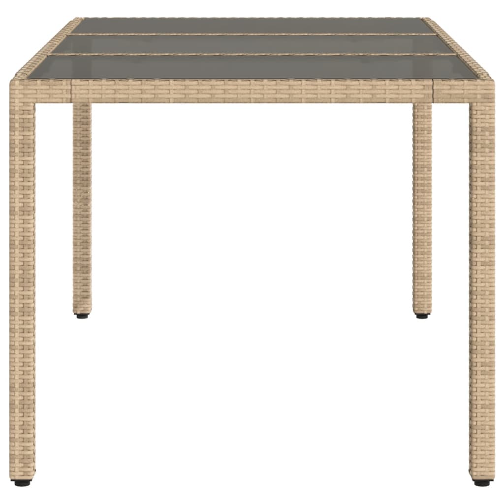 vidaXL Puutarhapöytä lasipöytälevy beige 150x90x75 cm polyrottinki