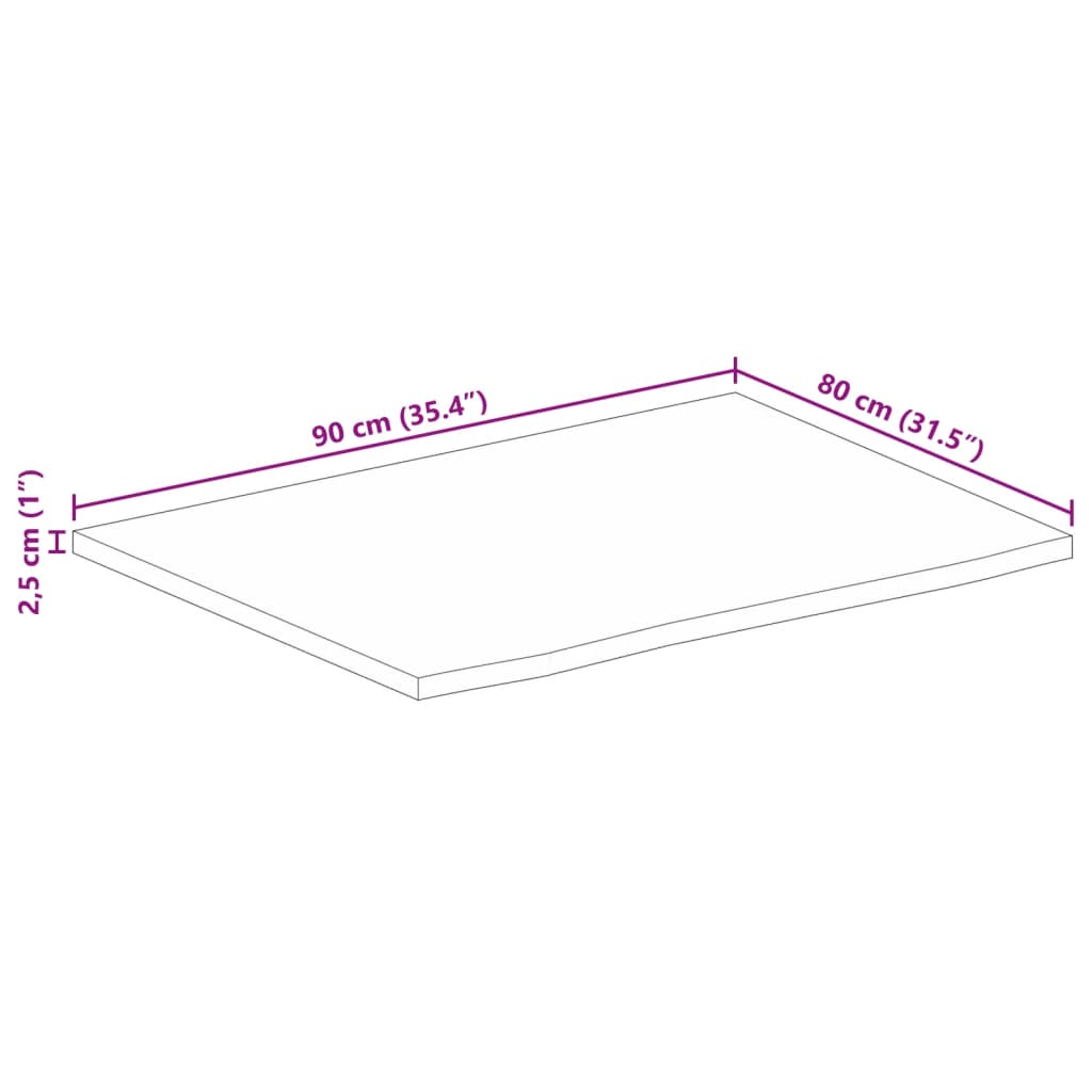 vidaXL Pöytälevy elävä reuna 90x80x2,5 cm täysi mangopuu