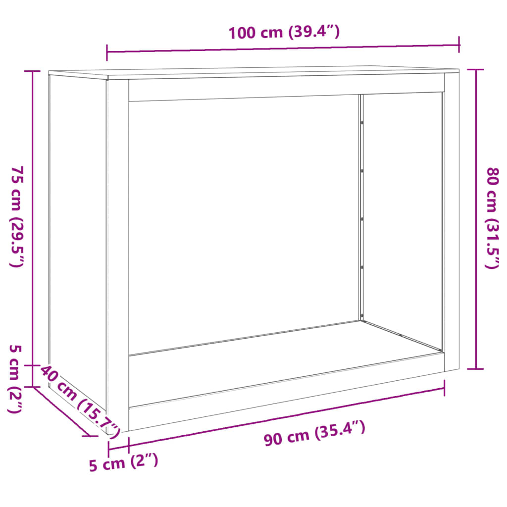 vidaXL Polttopuuteline vihreä 100x40x80 cm teräs