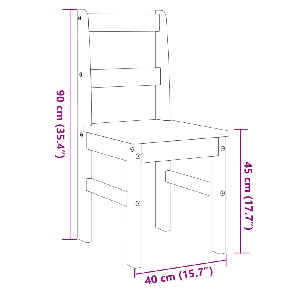 vidaXL Ruokatuolit 2 kpl Panama harmaa 40x46x90 cm täysi mänty