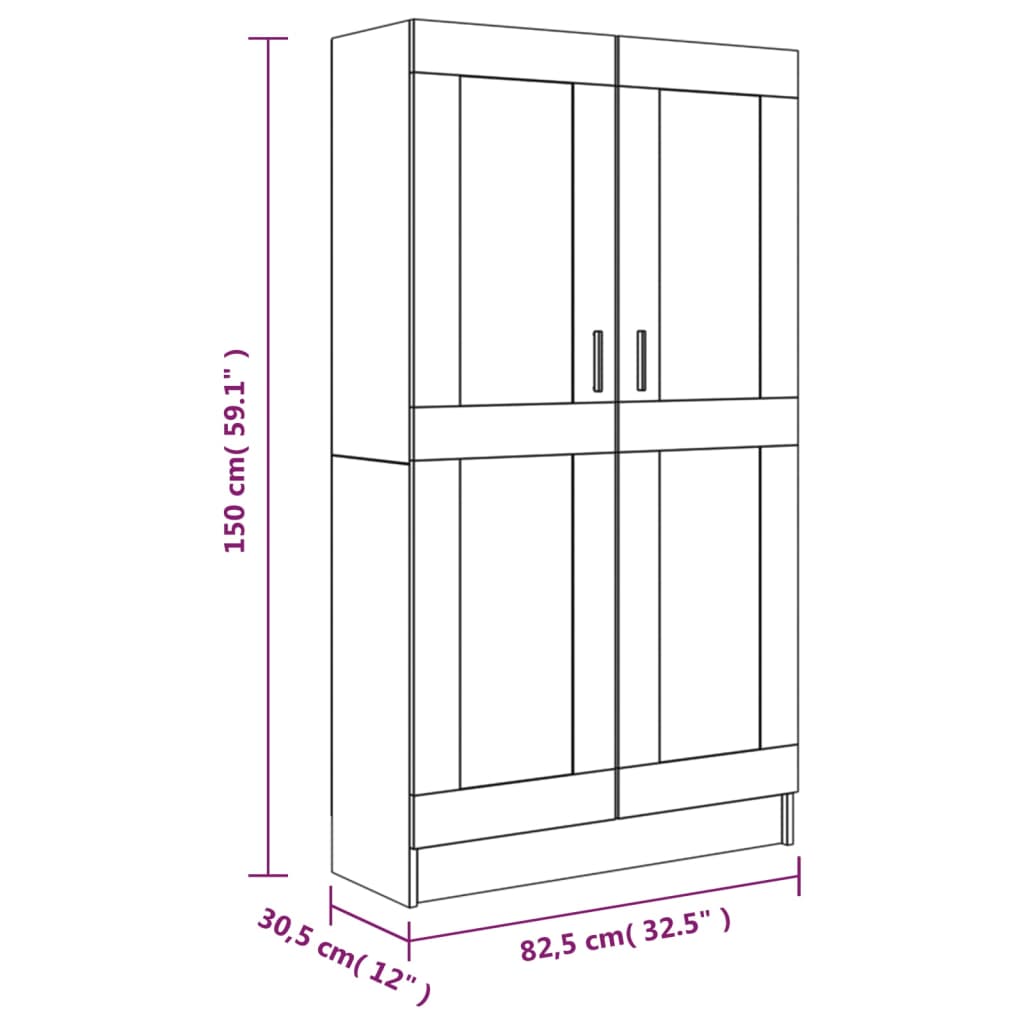 vidaXL Kirjakaappi savutammi 82,5x30,5x150 cm tekninen puu