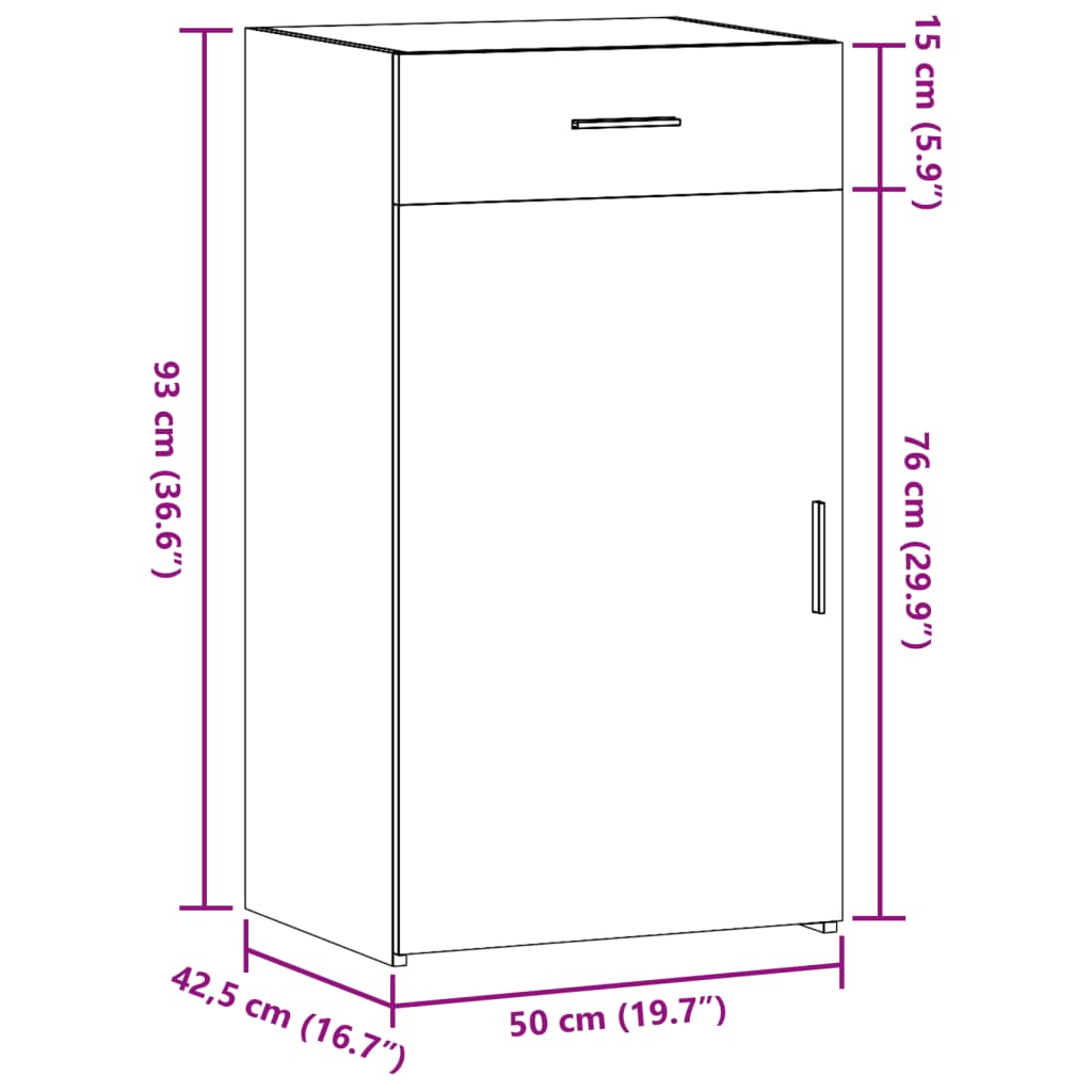 vidaXL Senkki ruskea tammi 50x42,5x93 cm tekninen puu