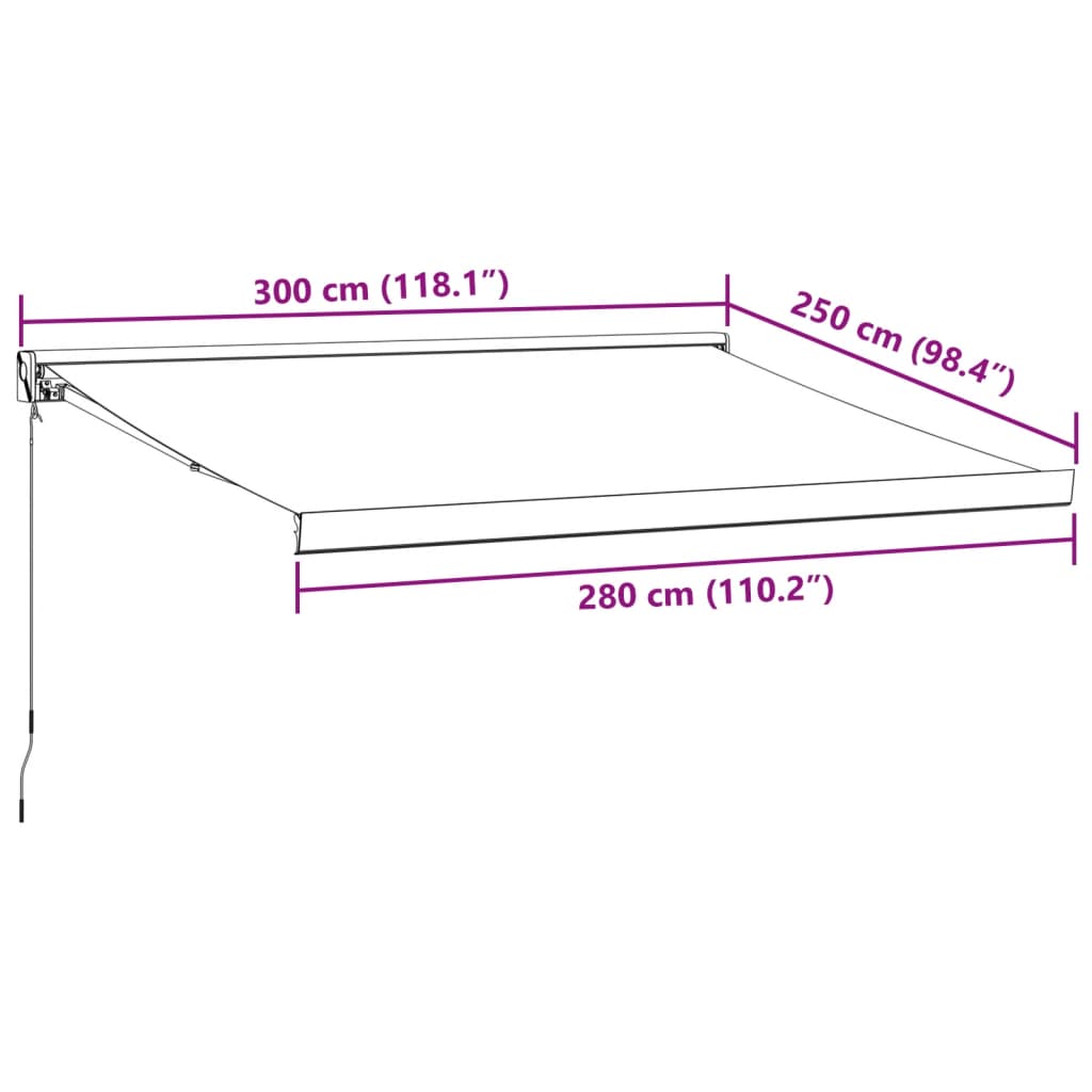 vidaXL Kelattava markiisi antrasiitti/valk. 3x2,5 m kangas/alumiini