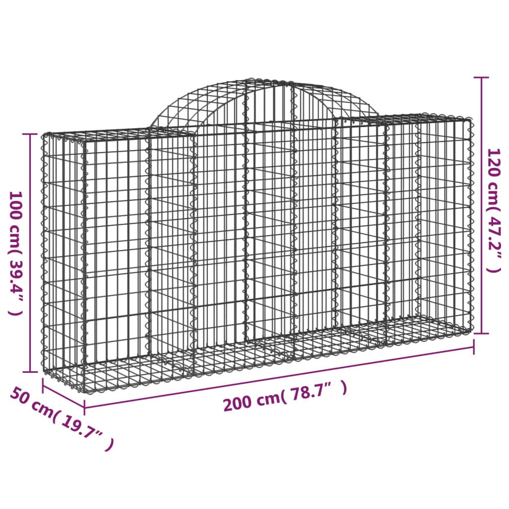 vidaXL Kaarevat kivikorit 4 kpl 200x50x100/120 cm galvanoitu rauta