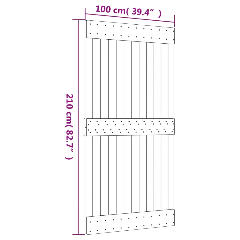 vidaXL Liukuovi asennustarvikkeineen 100x210 cm täysi mänty