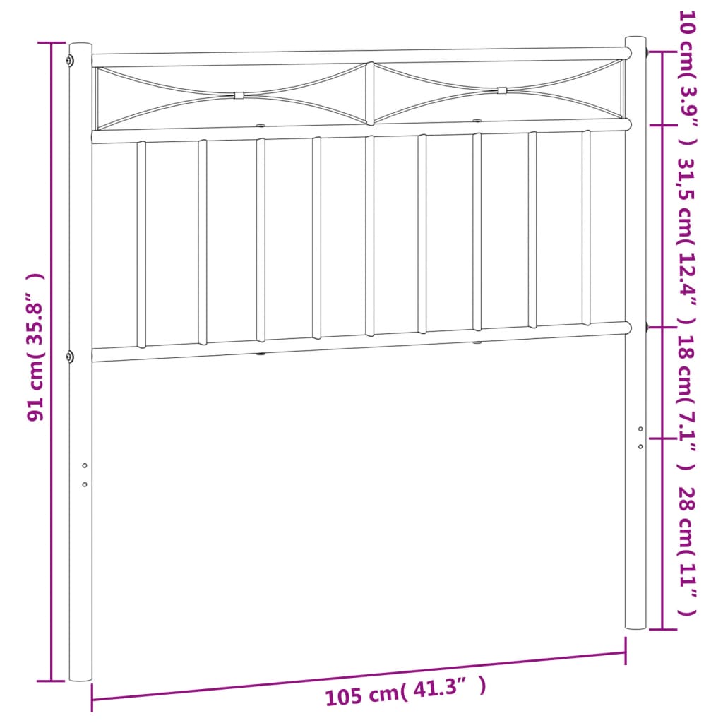 vidaXL Metallinen sängynpääty musta 100 cm